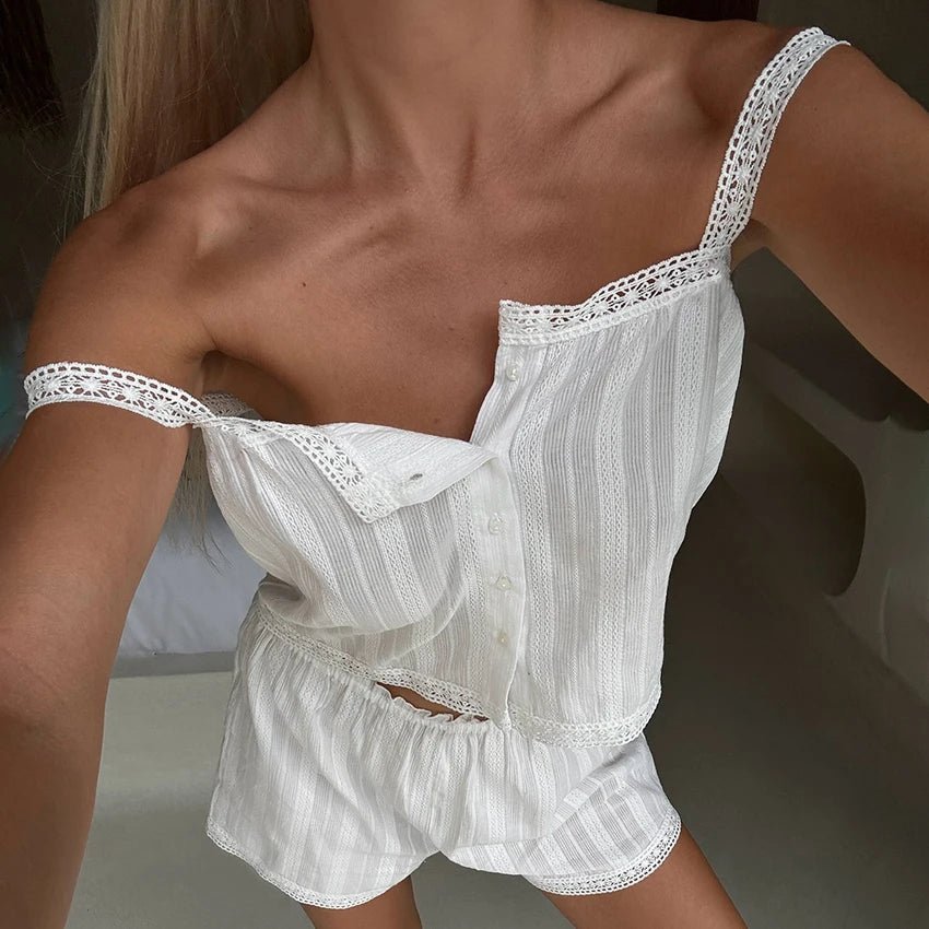 Bianca spetskant pyjamashorts-set
