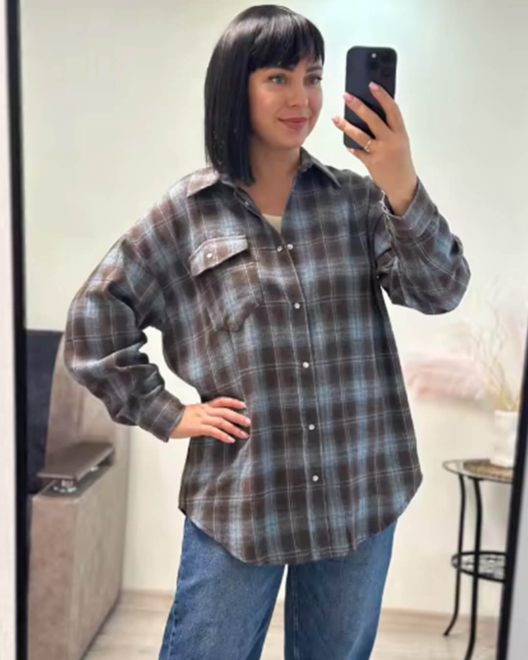 Kate oversized kostkovaná košile