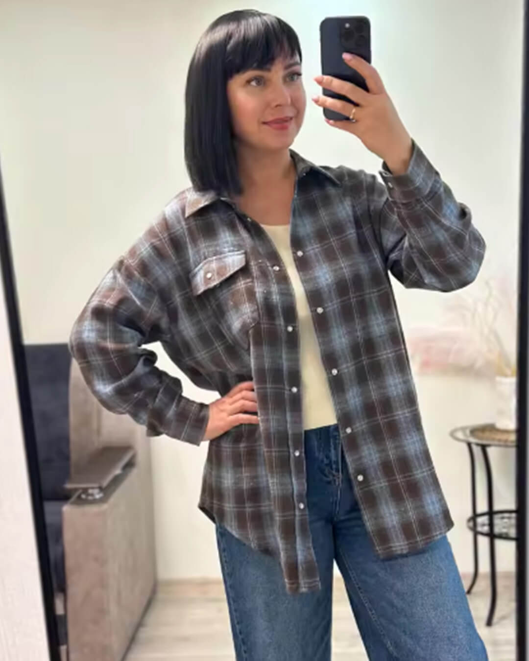 Kate oversized kostkovaná košile