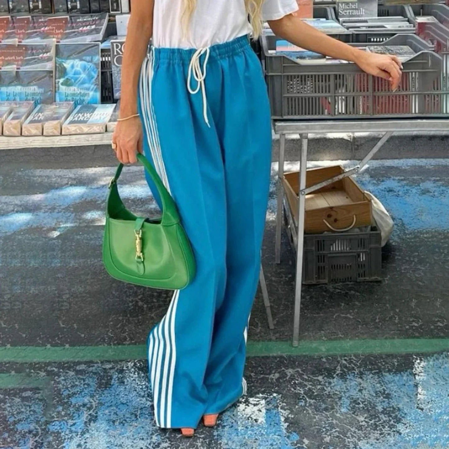 Gina pruhované tepláky se šňůrkou