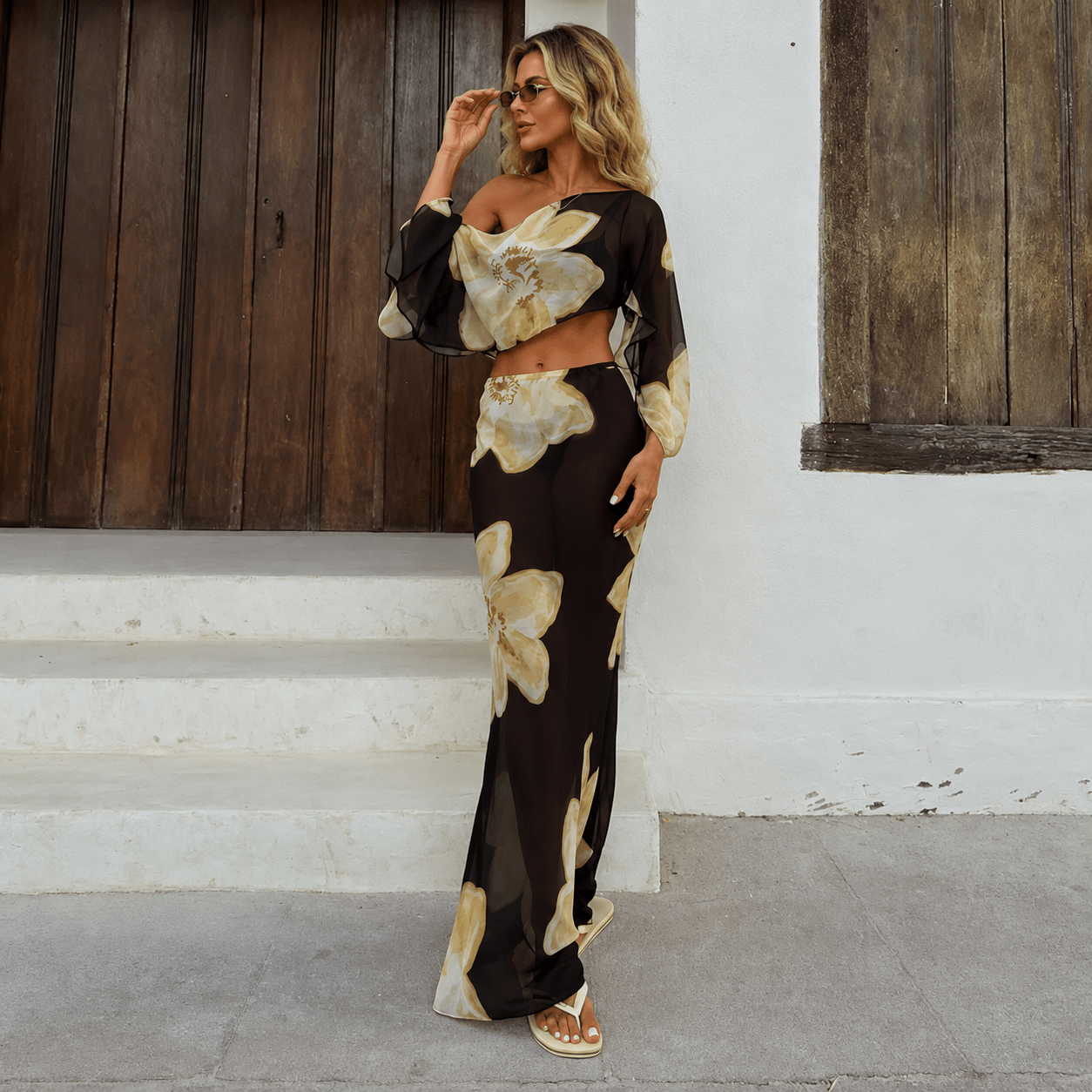 Σετ Elena φλοράλ maxi φούστα