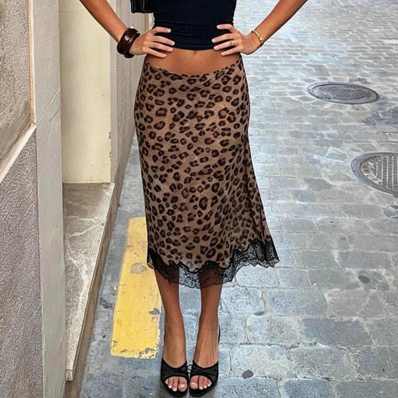 Lisa. Leopardí krajková midi sukně