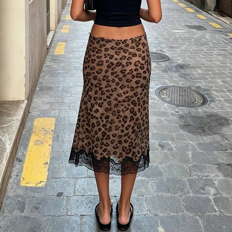 Lisa. Leopardí krajková midi sukně