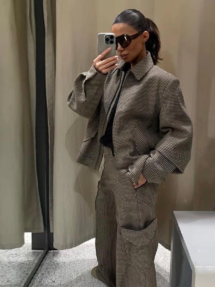 Lily Hahnentritt Blazer-Set mit Polsterung