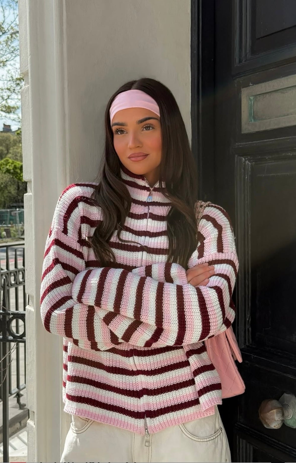 Helena Striped Zip Knit Sweater