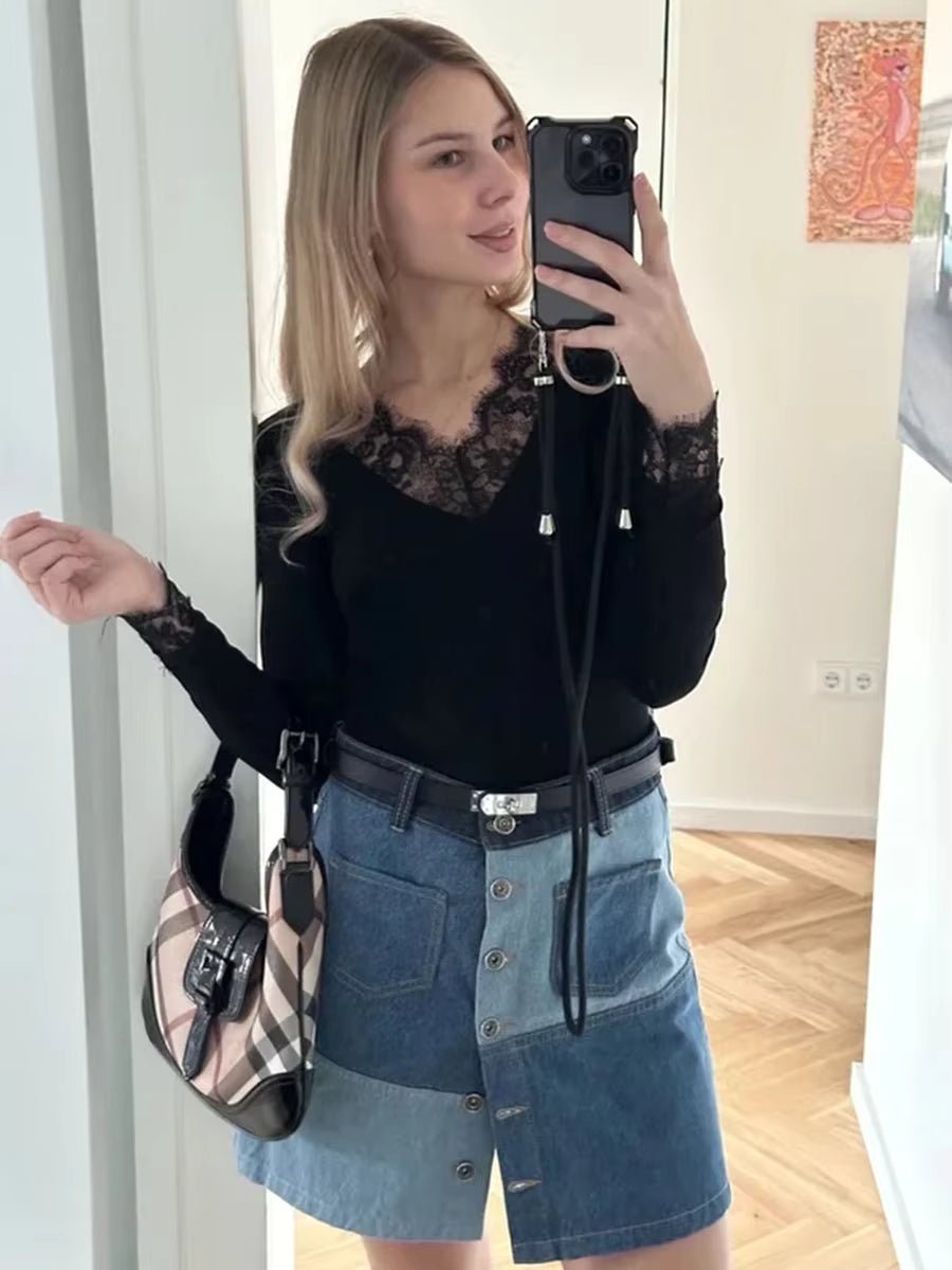 Sarah Lace V-neck ležérní top