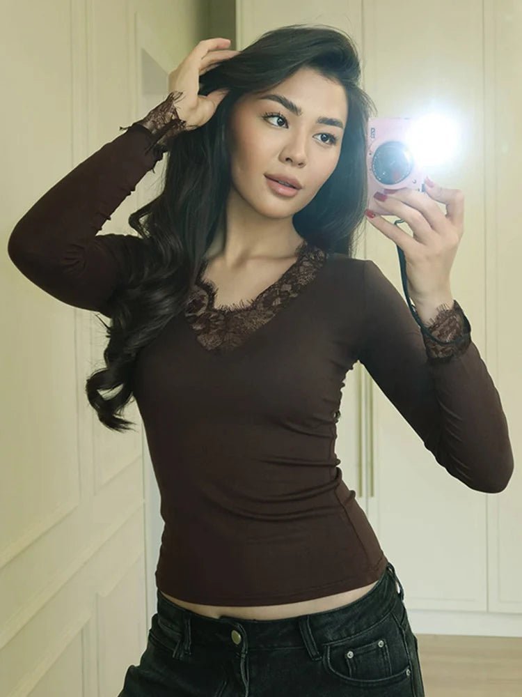 Sarah Lace V-neck ležérní top