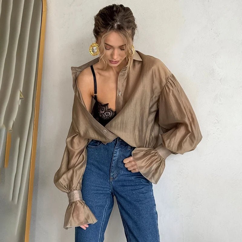 Vivienne Langarm Bluse aus transparenter Spitze