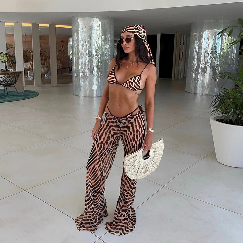 Lise leopard gennemsætligt cover-up sæt