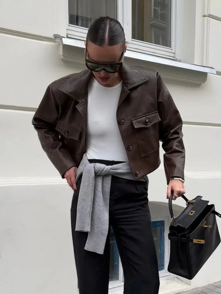 ZEYA - Aliyah Cropped Faux Leather Jacket