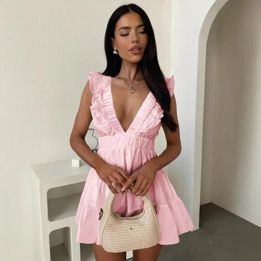 ZEYA - Amelia V-Neck Ruffle Sleeveless Dress
