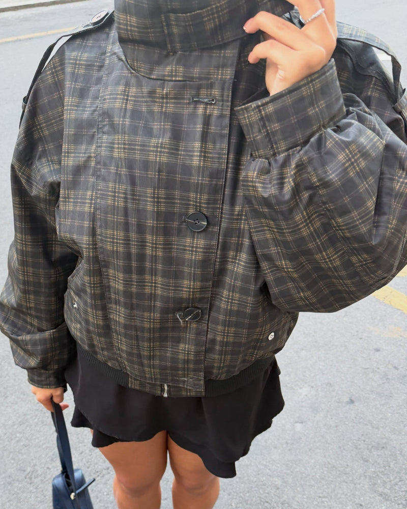 ZEYA - Amy Vintage Plaid Bomber Jacket