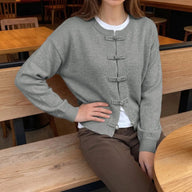 Angela Frog Knopen Gebreid Vest