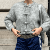Angela Frog Knopen Gebreid Vest