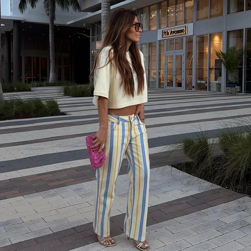 ZEYA - Angela Low-Rise Striped Trousers