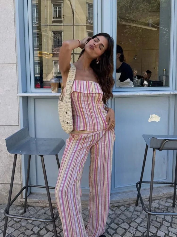 ZEYA - Angela Low-Rise Striped Trousers