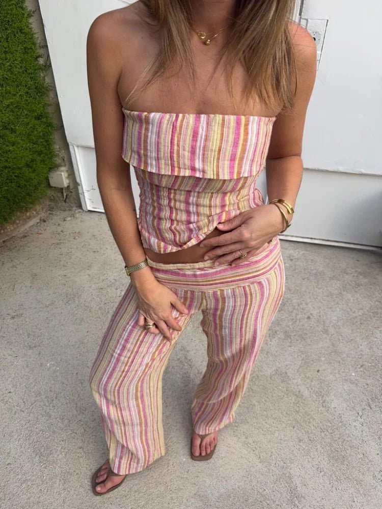ZEYA - Angela Low-Rise Striped Trousers