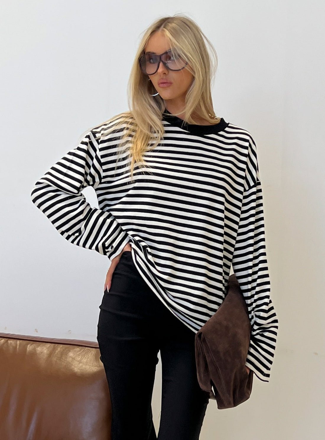 ZEYA - Angela Striped Oversized Knit Sweater