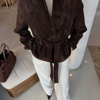 Annie imitatiesuède trenchcoat met ceintuur