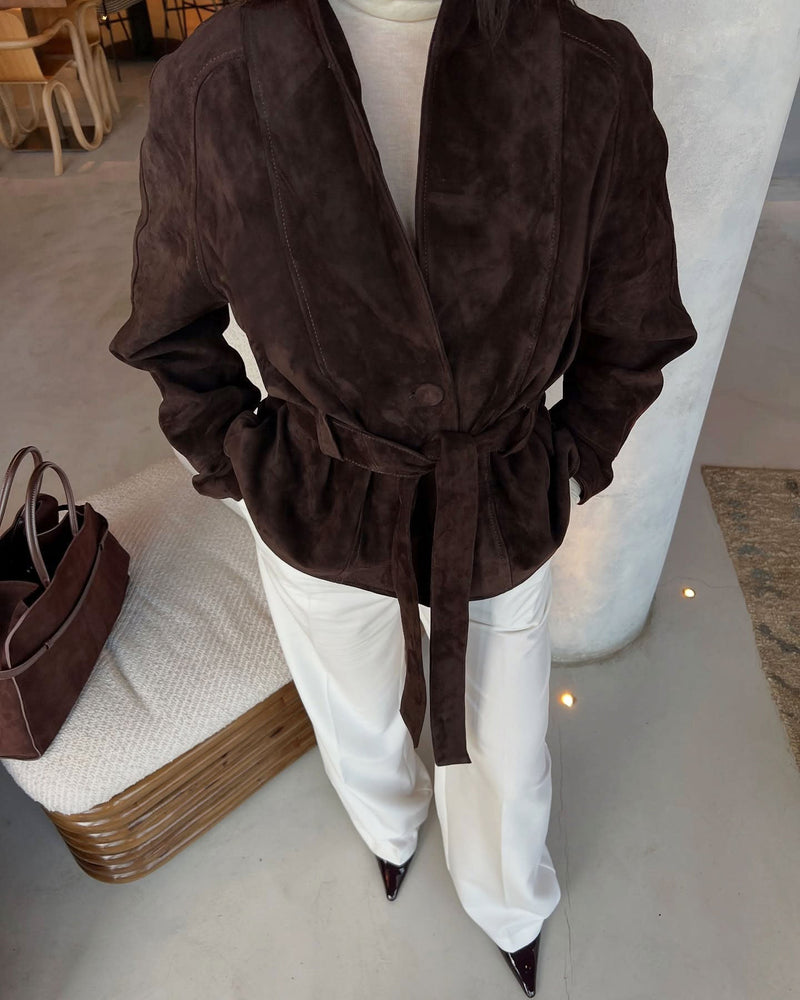 ZEYA - Annie Belted Suede Trench Coat