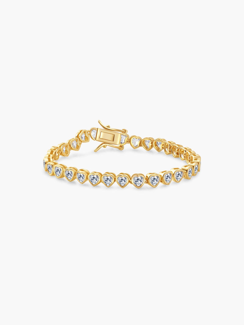 Bracelet tennis Arabella en zircone taille cœur