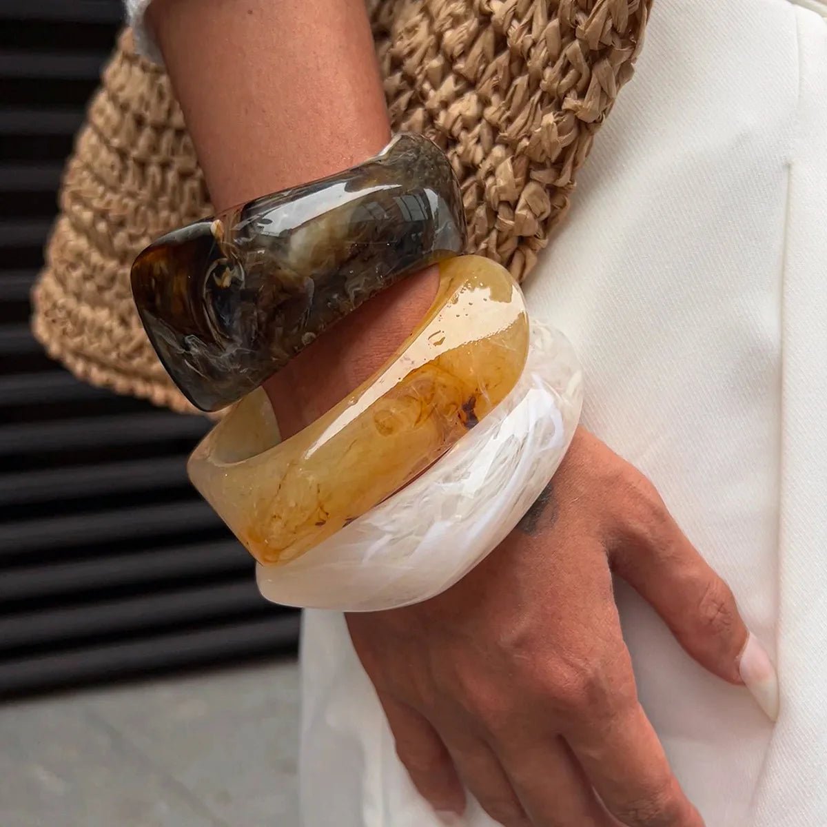 ZEYA - Araceli Bangle Bracelet - Vintage Chunky Resin Acrylic for Women