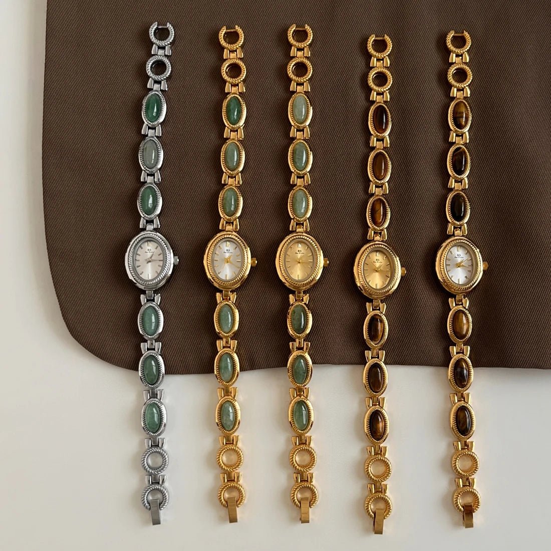 ZEYA - Aubrette Women's Watch - Luxury Jade Bracelet Quartz Timepiece, Elegant Gold Design