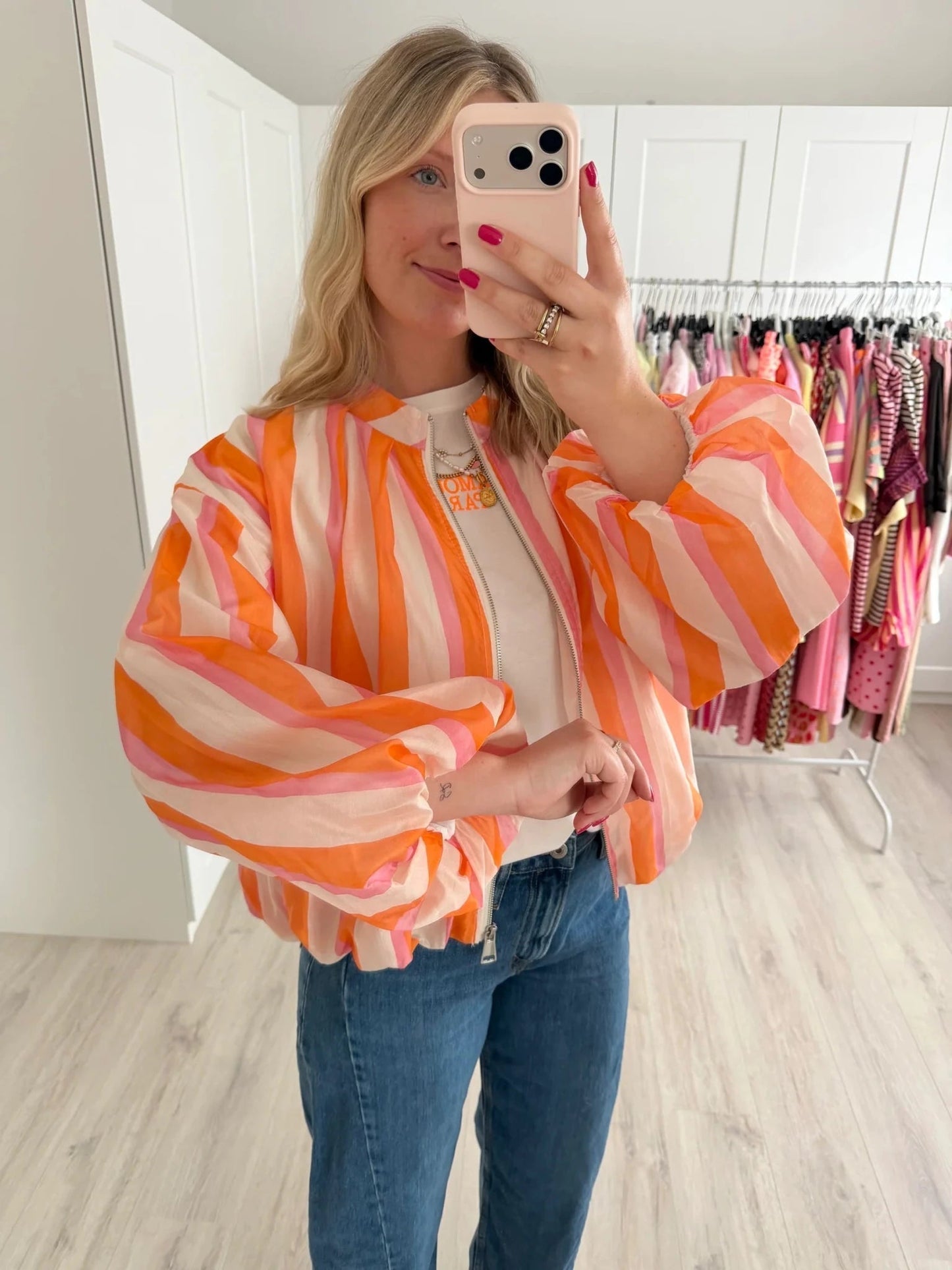 ZEYA - Audrey Striped Bomber Jacket