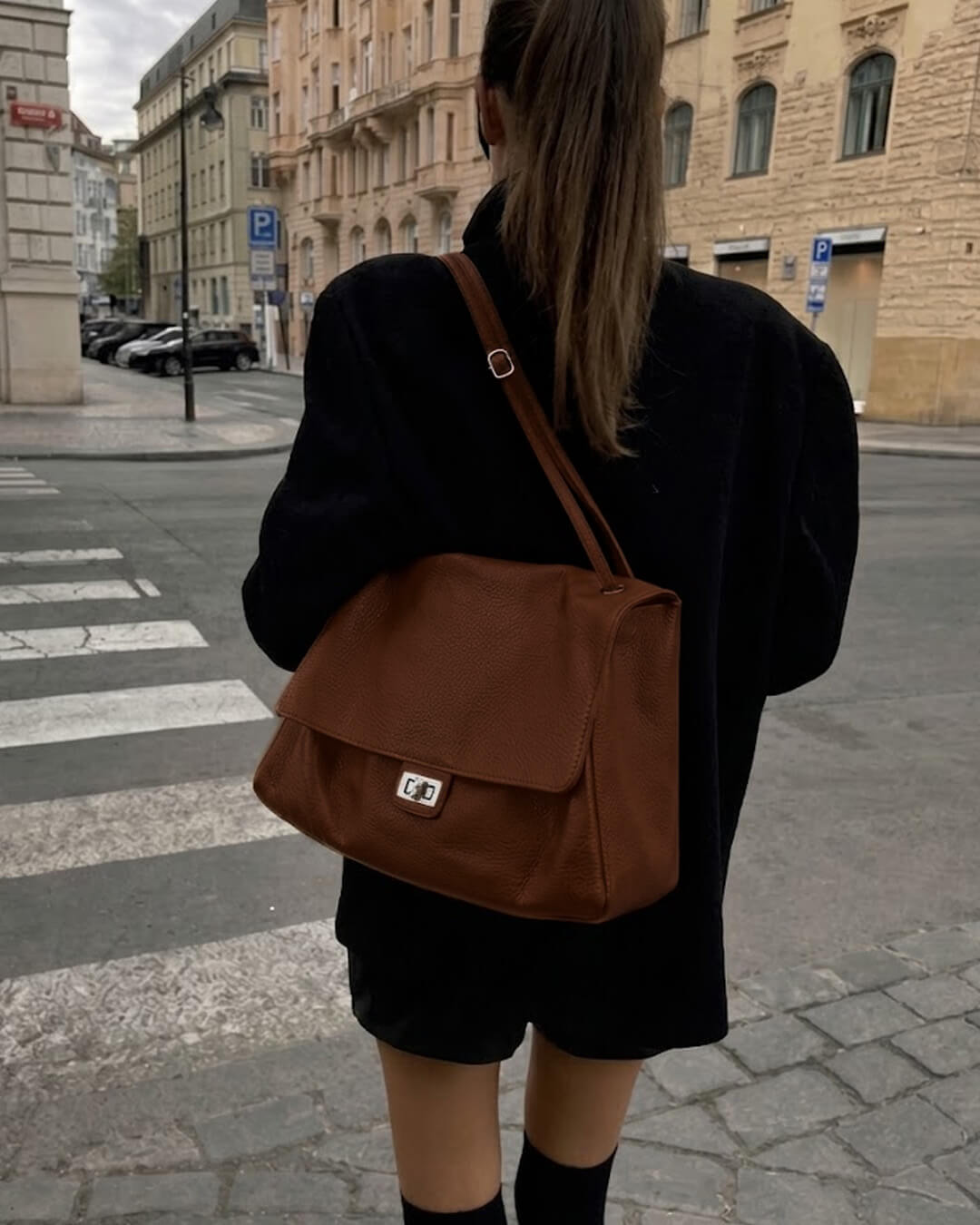 ZEYA - Ava Maxi Flap Leather Shoulder Bag