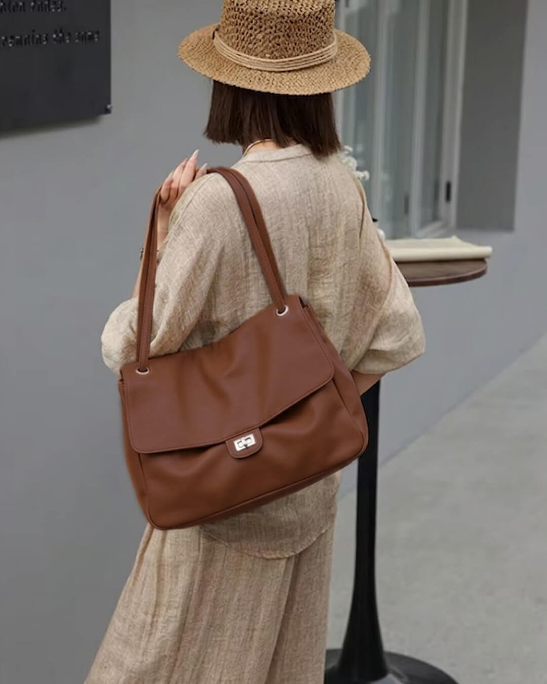 ZEYA - Ava Maxi Flap Leather Shoulder Bag