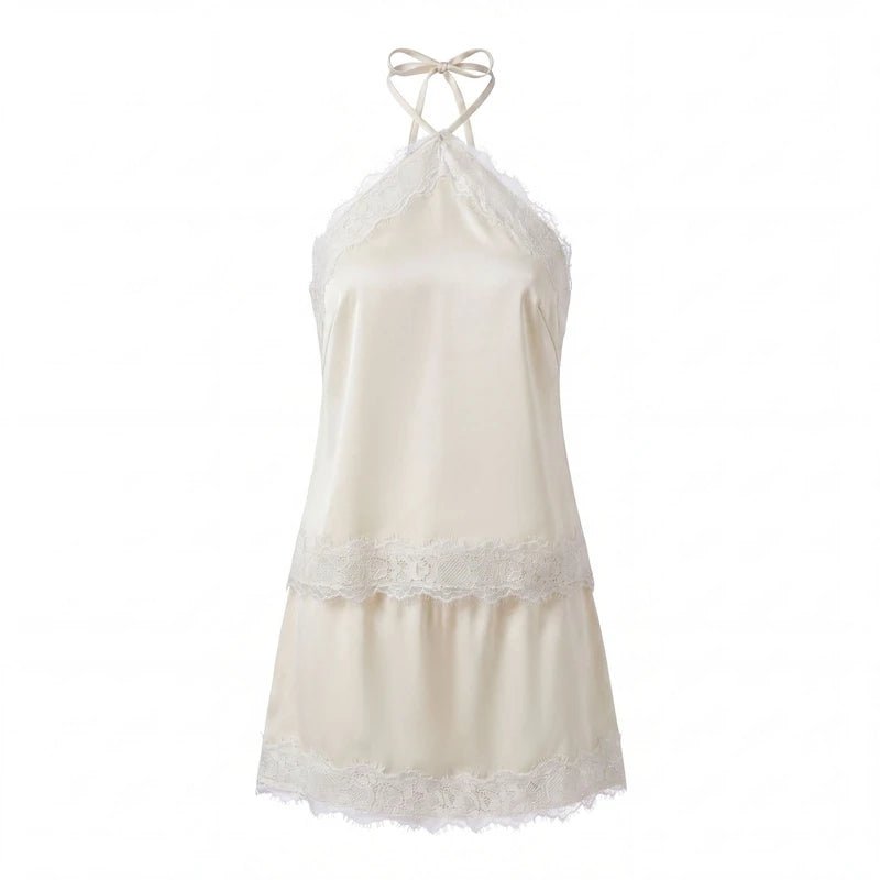 ZEYA - Bianca Two - Piece Satin Lace Halter Set