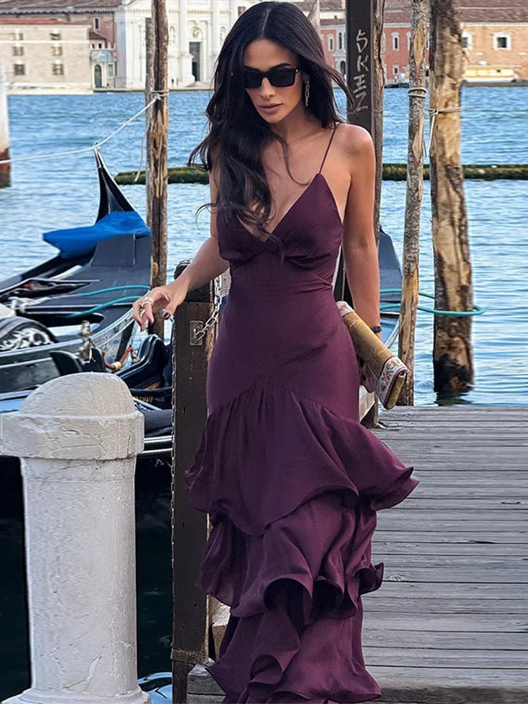 ZEYA - Blaire Ruffled Sling Evening Dress