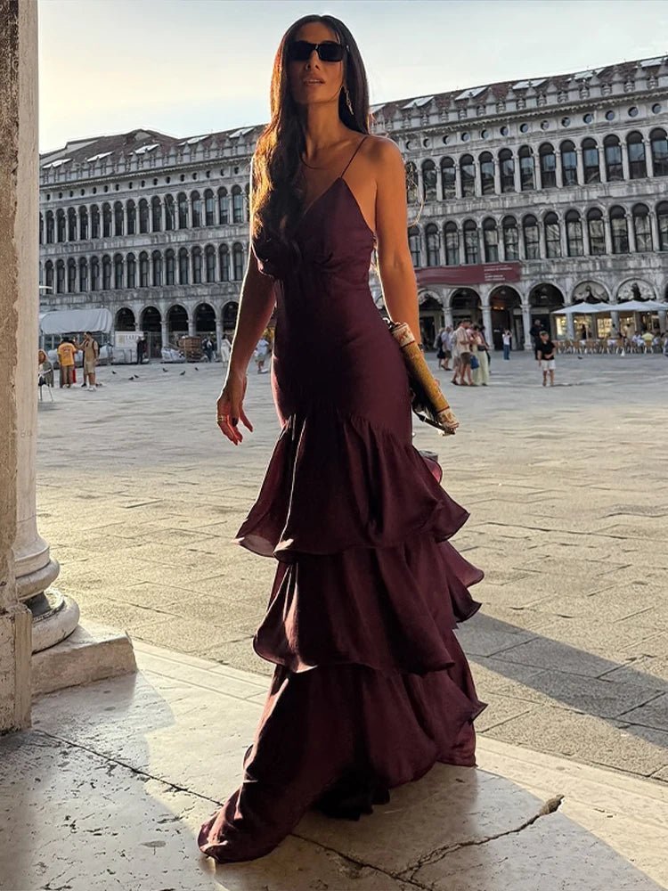 ZEYA - Blaire Ruffled Sling Evening Dress
