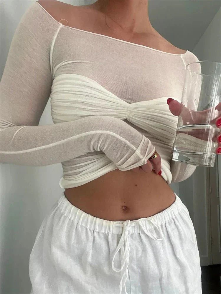 ZEYA - Camille Mesh Sheer Off - Shoulder Top