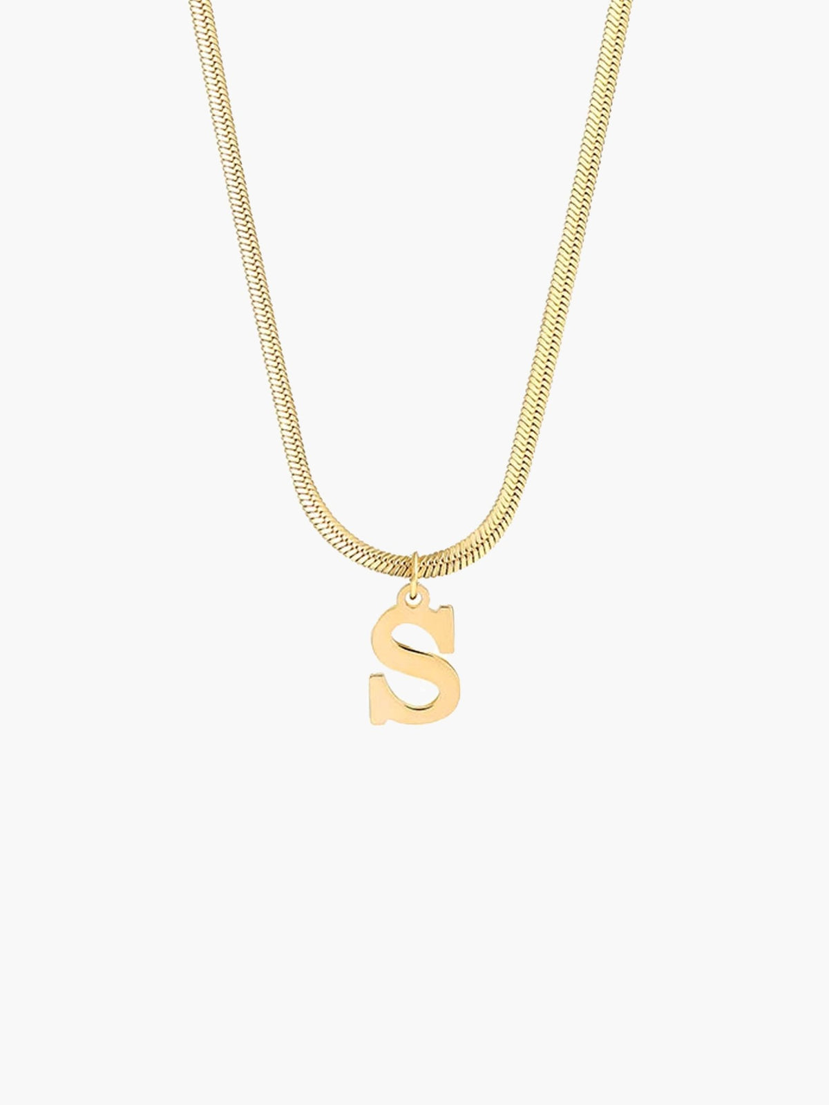 ZEYA - Capriana Inital Necklace - Gold Initial Necklace with A - Z Alphabet Pendant & Elegant Snake Chain