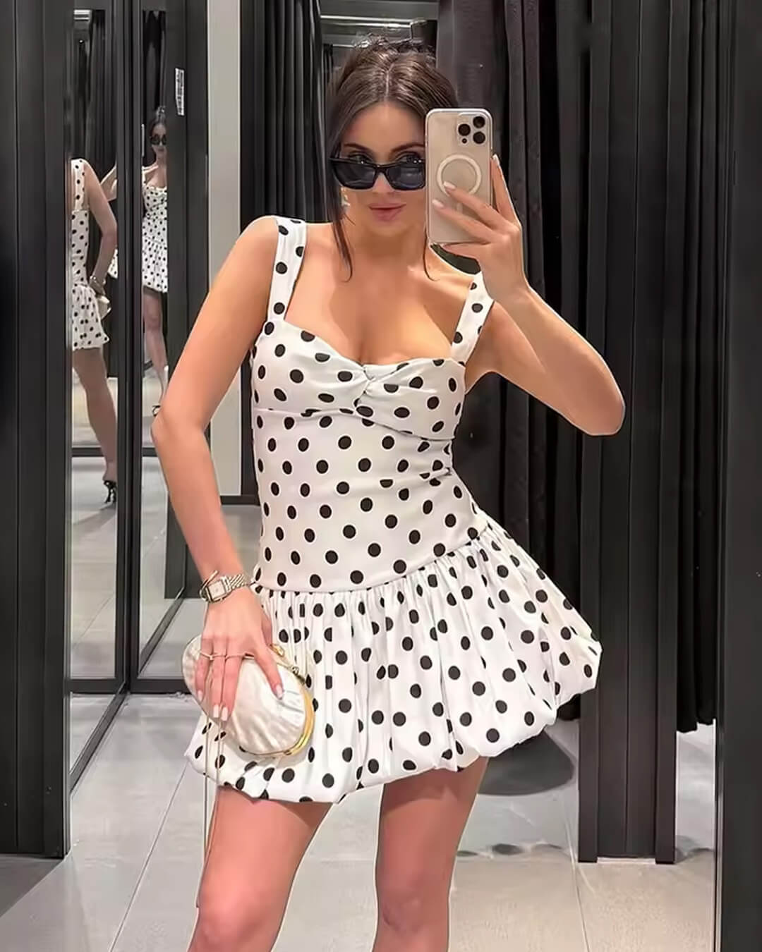 ZEYA - Cassy Polka Dot Balloon Mini Dress