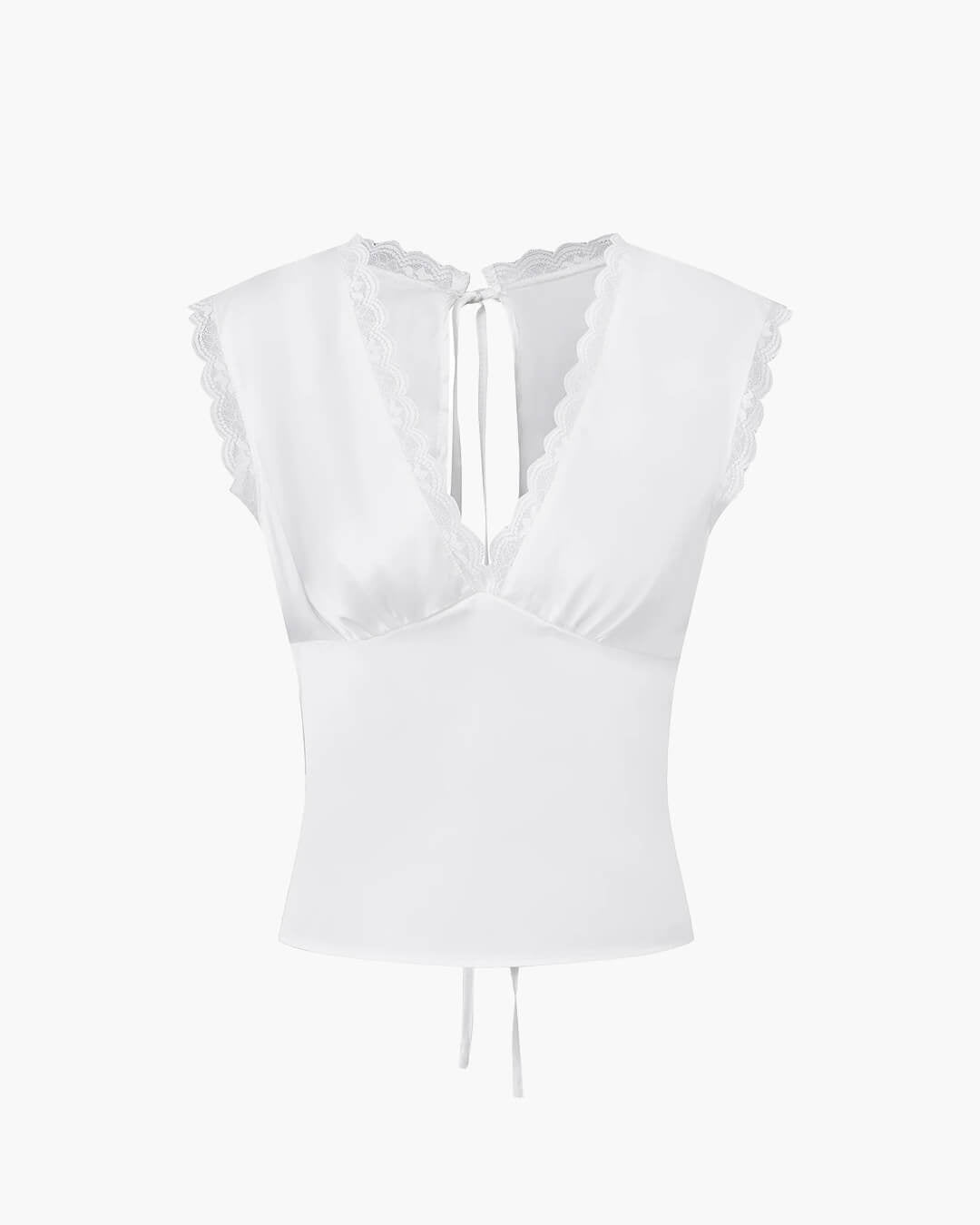 ZEYA - Cheska Deep Neck Satin Top