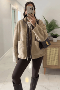 Clara Stand Collar Faux Fur Jacket