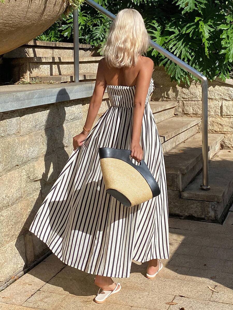 ZEYA - Clare Ruched Stripe Tube Dress