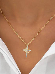 Collier avec pendentif croix en pierres précieuses Tabitha