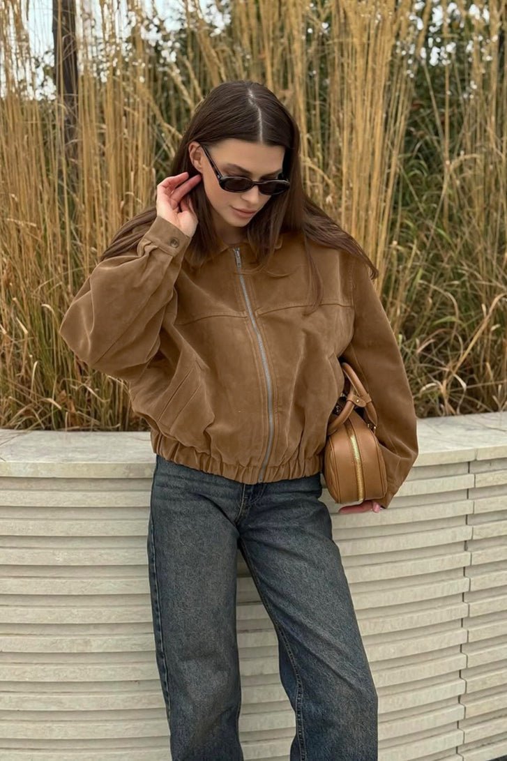 ZEYA - Daniela Suede Zip-Up Bomber Jacket