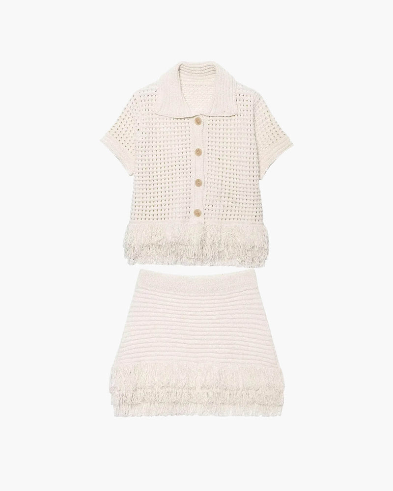 ZEYA - Demetra Knitted Tassel Skirt Set