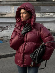 Demi-huppuinen topattu parka-takki