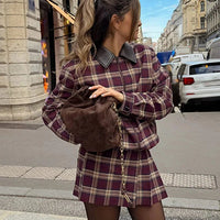 Denise ruit bomberjack met skort set