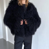 Aelide fluffy kort kunstpelsjakke