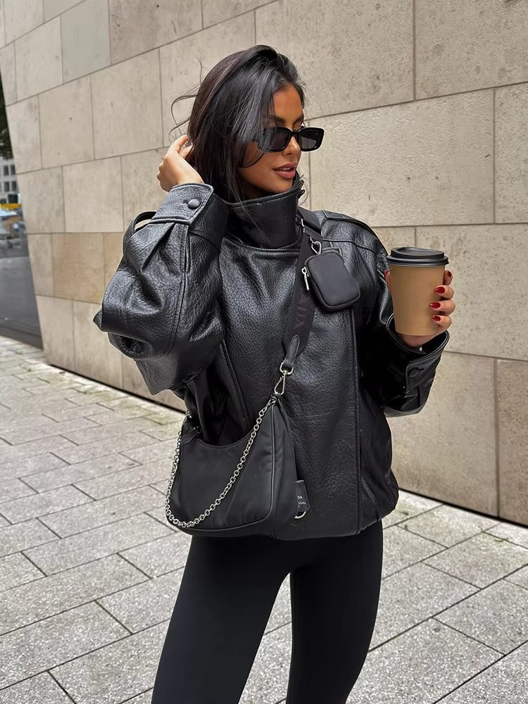 ZEYA - Dina Asymmetrical Leather Jacket