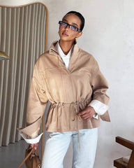 Ellen Drawstring Stand Collar Jacket