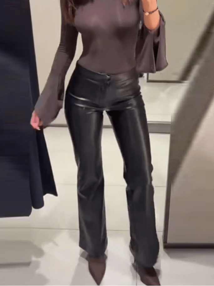 ZEYA - Eloise Faux Leather Flare Pants