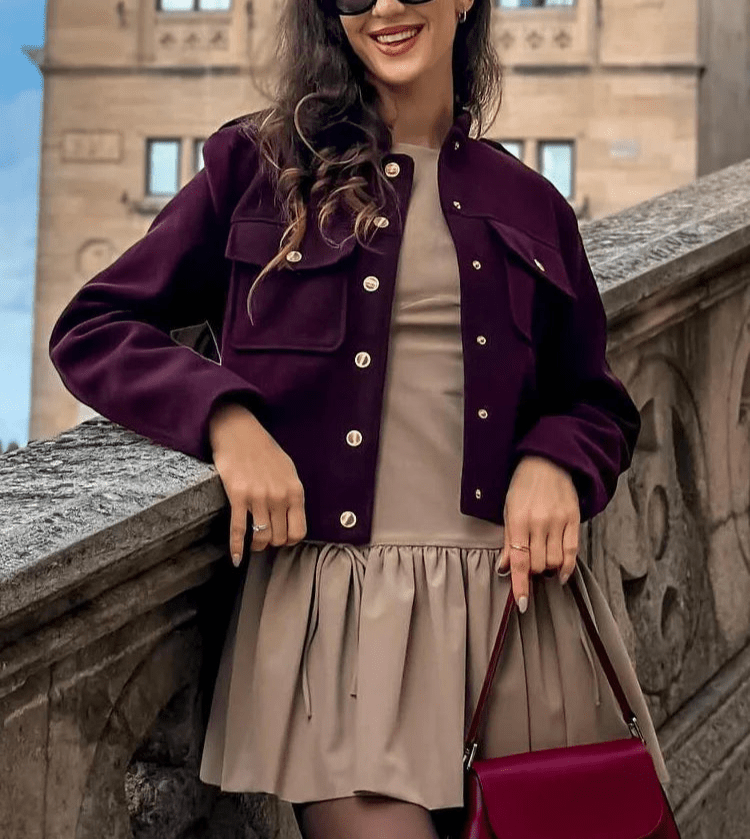 ZEYA - Elsa Bomber Jacket with Golden Details