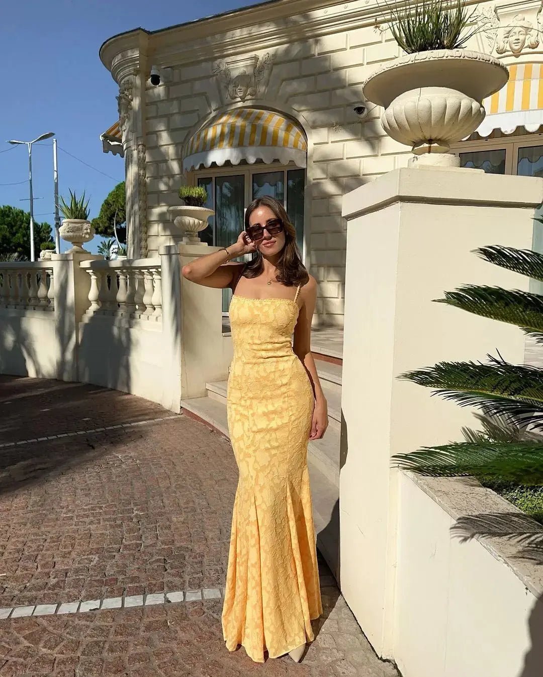 ZEYA - Enora Lace-Up Fishtail Maxi Dress